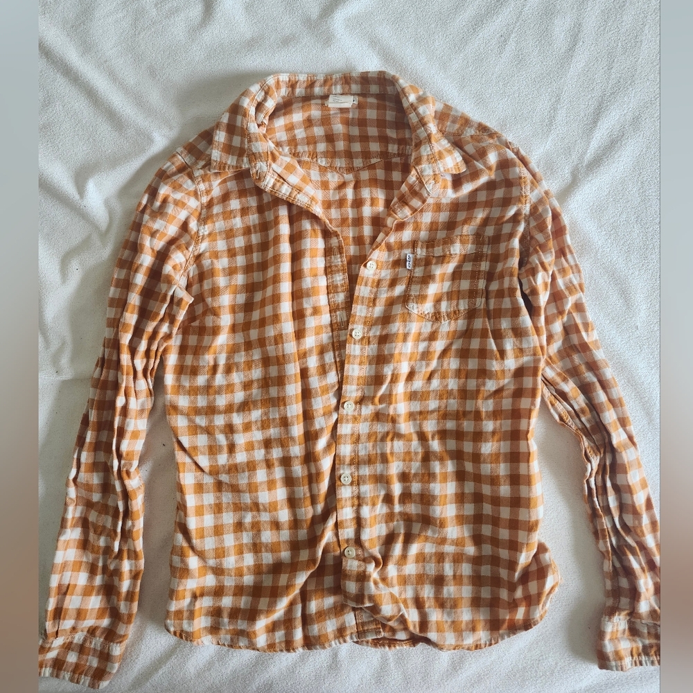 Men's Orange Checkered Shirt